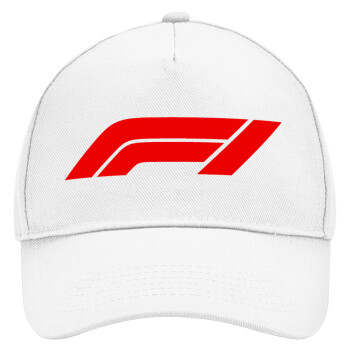 Formula 1, Adult Baseball Cap, Drill, White (100% COTTON, ADULT, UNISEX, ONE SIZE)