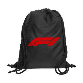 Formula 1, Τσάντα πλάτης πουγκί GYMBAG Μαύρη, με τσέπη (40x48cm) & χονδρά κορδόνια