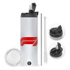 Travel Tumbler θερμό με διπλό καπάκι, μεταλλικό καλαμάκι και βούρτσα καθαρισμού (Ανωξείδωτο 304 Food grade, BPA free, 600ml)