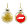 Transparent Christmas tree ball ornament with gold filling 8cm