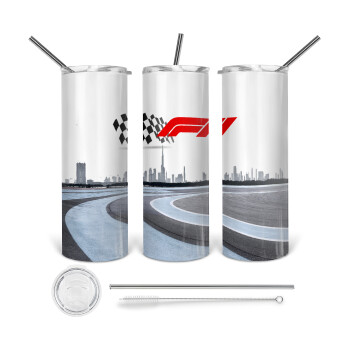 Formula 1, 360 Eco friendly stainless steel tumbler 600ml, with metal straw & cleaning brush