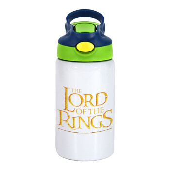 The Lord of the Rings, Children's hot water bottle, stainless steel, with safety straw, green, blue (350ml)