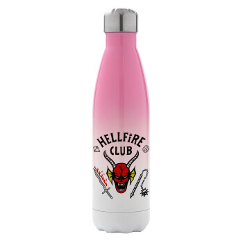 Hellfire CLub, Stranger Things, Metal mug thermos Pink/White (Stainless steel), double wall, 500ml