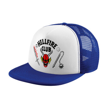 Hellfire CLub, Stranger Things, Child's Soft Trucker Hat with Blue/White Mesh (POLYESTER, CHILD, ONE SIZE)