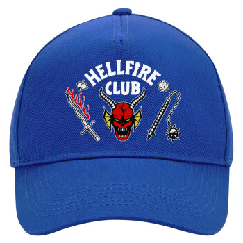 Hellfire CLub, Stranger Things, Ultimate Adult Hat BLUE, (100% COTTON DRILL, ADULT, UNISEX, ONE SIZE)