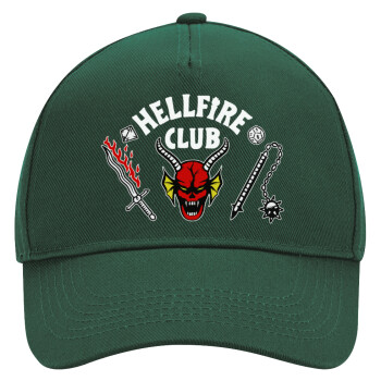 Hellfire CLub, Stranger Things, Adult Ultimate Hat GREEN, (100% COTTON DRILL, ADULT, UNISEX, ONE SIZE)