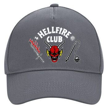 Hellfire CLub, Stranger Things, Ultimate Adult Hat Grey, (100% COTTON DRILL, ADULT, UNISEX, ONE SIZE)