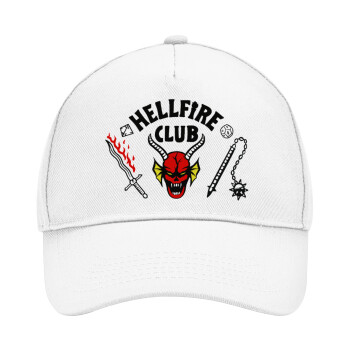 Hellfire CLub, Stranger Things, Καπέλο Ενηλίκων Baseball, Drill, Λευκό (100% ΒΑΜΒΑΚΕΡΟ, ΕΝΗΛΙΚΩΝ, UNISEX, ONE SIZE)
