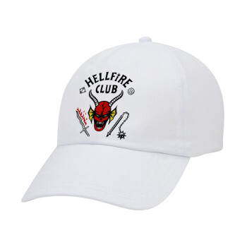 Hellfire CLub, Stranger Things, Adult Baseball Cap White 5-panel (POLYESTER, ADULT, UNISEX, ONE SIZE)