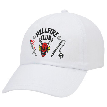 Hellfire CLub, Stranger Things, Adult Baseball Cap White 5-panel (POLYESTER, ADULT, UNISEX, ONE SIZE)