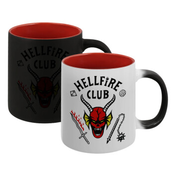 Hellfire CLub, Stranger Things, Κούπα Μαγική εσωτερικό κόκκινο, κεραμική, 330ml που αλλάζει χρώμα με το ζεστό ρόφημα (1 τεμάχιο)