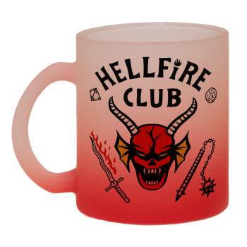 Hellfire CLub, Stranger Things, Κούπα γυάλινη δίχρωμη με βάση το κόκκινο ματ, 330ml
