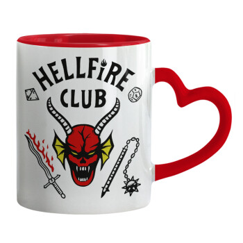 Hellfire CLub, Stranger Things, Mug heart red handle, ceramic, 330ml