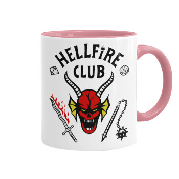 Hellfire CLub, Stranger Things, Κούπα χρωματιστή ροζ, κεραμική, 330ml