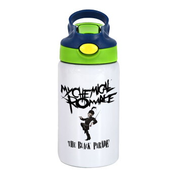 My Chemical Romance Black Parade, Children's hot water bottle, stainless steel, with safety straw, green, blue (350ml)