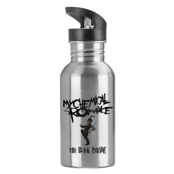 My Chemical Romance Black Parade, Water bottle Silver with straw, stainless steel 600ml