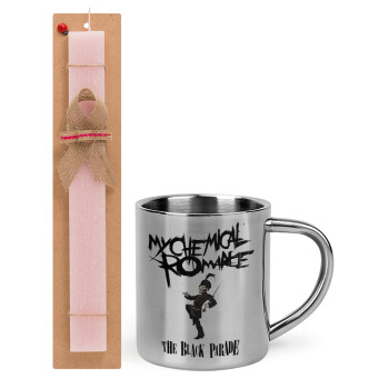 My Chemical Romance Black Parade, Easter Set, metallic thermal cup (300ml) & aromatic flat Easter candle (30cm) (PINK)