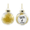 Transparent Christmas tree ball ornament with gold filling 8cm