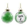 Transparent Christmas tree ball ornament with green filling 8cm