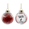 Transparent Christmas tree ball ornament with red filling 8cm