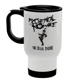 My Chemical Romance Black Parade, Stainless steel travel mug with lid, double wall white 450ml