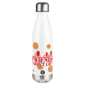 Friends Don't Lie, Stranger Things, Metal mug thermos White (Stainless steel), double wall, 500ml