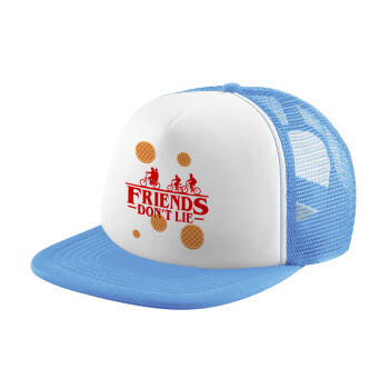 Friends Don't Lie, Stranger Things, Καπέλο παιδικό Soft Trucker με Δίχτυ ΓΑΛΑΖΙΟ/ΛΕΥΚΟ (POLYESTER, ΠΑΙΔΙΚΟ, ONE SIZE)