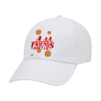 Friends Don't Lie, Stranger Things, Adult Baseball Cap White 5-panel (POLYESTER, ADULT, UNISEX, ONE SIZE)