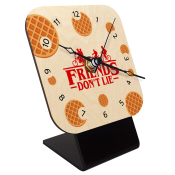 Friends Don't Lie, Stranger Things, Quartz Table clock in natural wood (10cm)