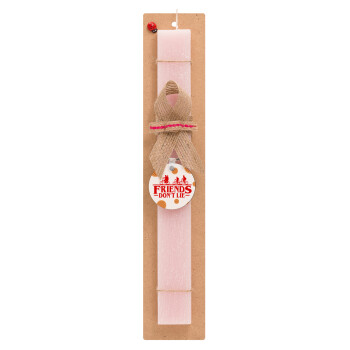 Friends Don't Lie, Stranger Things, Easter Set, wooden keychain & scented flat Easter candle (30cm) (PINK)