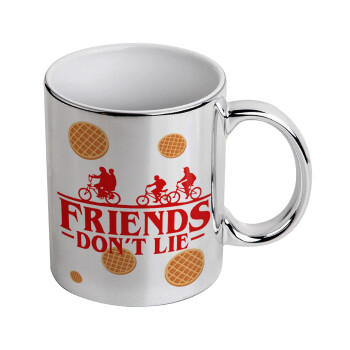 Friends Don't Lie, Stranger Things, Mug ceramic, silver mirror, 330ml