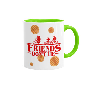 Friends Don't Lie, Stranger Things, Mug colored light green, ceramic, 330ml