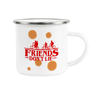 Friends Don't Lie, Stranger Things, Metallic enamel cup white 360ml