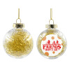 Transparent Christmas tree ball ornament with gold filling 8cm