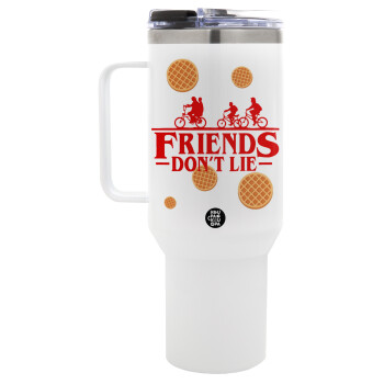 Friends Don't Lie, Stranger Things, Mega Tumbler με καπάκι, διπλού τοιχώματος (θερμό) 1,2L