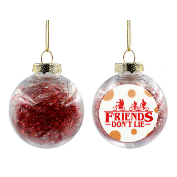 Friends Don't Lie, Stranger Things, Χριστουγεννιάτικη μπάλα δένδρου διάφανη με κόκκινο γέμισμα 8cm