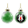 Transparent Christmas tree ball ornament with green filling 8cm