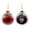 Transparent Christmas tree ball ornament with red filling 8cm