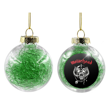 motorhead, Transparent Christmas tree ball ornament with green filling 8cm