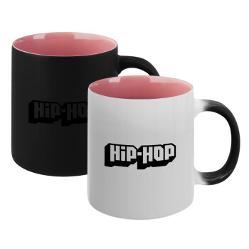 hiphop, Κούπα Μαγική εσωτερικό ΡΟΖ, κεραμική 330ml που αλλάζει χρώμα με το ζεστό ρόφημα (1 τεμάχιο)