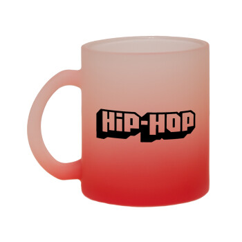 hiphop, Κούπα γυάλινη δίχρωμη με βάση το κόκκινο ματ, 330ml