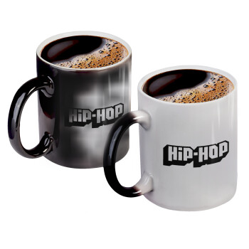 hiphop, Color changing magic Mug, ceramic, 330ml when adding hot liquid inside, the black colour desappears (1 pcs)