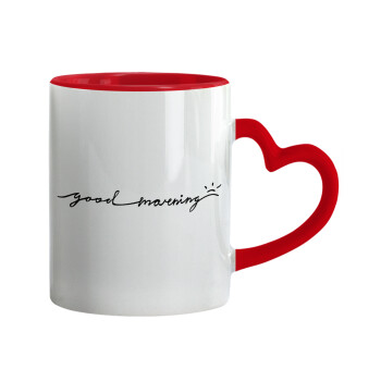 Good morning, Mug heart red handle, ceramic, 330ml