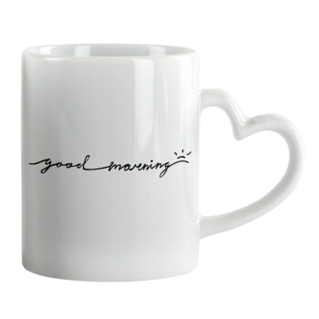 Good morning, Mug heart handle, ceramic, 330ml