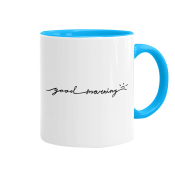 Good morning, Mug colored light blue, ceramic, 330ml
