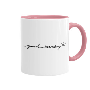 Good morning, Κούπα χρωματιστή ροζ, κεραμική, 330ml