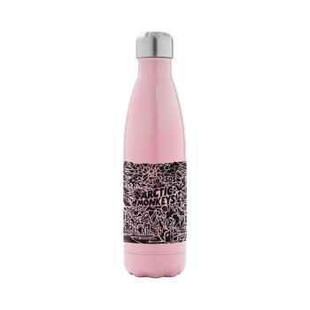 Arctic Monkeys, Metal mug thermos Pink Iridiscent (Stainless steel), double wall, 500ml