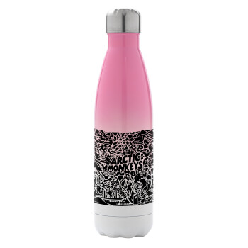 Arctic Monkeys, Metal mug thermos Pink/White (Stainless steel), double wall, 500ml