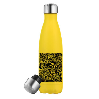 Arctic Monkeys, Yellow Stainless Steel Metallic Thermos, double-walled, 500ml