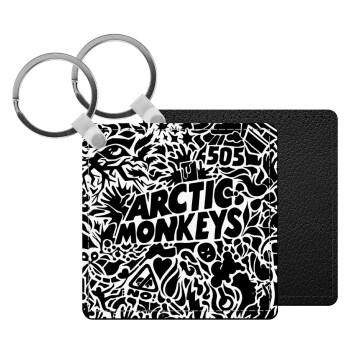 Arctic Monkeys, Μπρελόκ Δερματίνη, τετράγωνο ΜΑΥΡΟ (5x5cm)